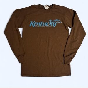 Kentucky “UNBRIDLED SPIRIT” long sleeve brown cotton t-shirt— Men’s small